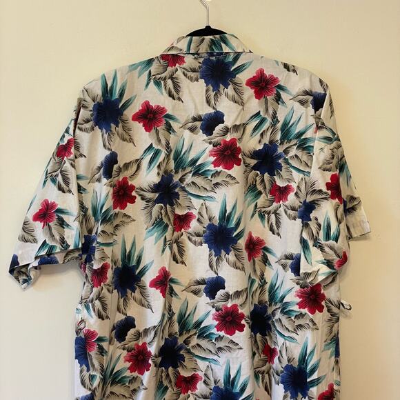 Vintage 24W44 1980s Hawaiian button down t-shirt tropical beach vacation cotton - Picture 6 of 7